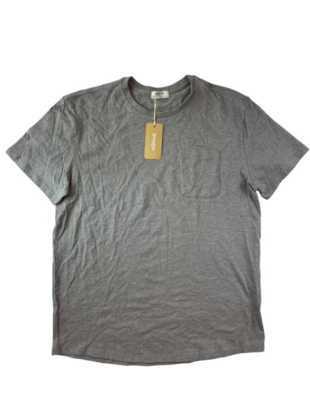 Allbirds Anytime Tee Medium Grey Organic Merino Pocket Crewneck Men's L $45 NWT - Picture 2 of 6